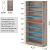 8-Shelf Shoe Rack Storage Cabinet in Grey Wood Finish - Holds Up To 45 Pairs