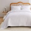 King size 3-Piece Quilt Set with 2 Pillow Shams 100% Cotton White Ruffles