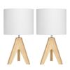 Set of 2 - Scandinavian Style Tripod Desk Lamp with White Linen Drum Shade
