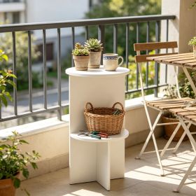 2-Tier round Side Table with Storage Shelf Small Space Saving End Table for Living Room Bedroom Modern Minimalist Design