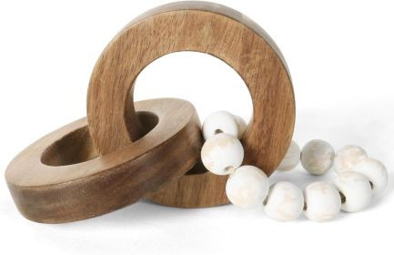 Wood Chain Link Decor, Minimalist Handmade Carved Knot Décor Accents for Shelf Coffee Table, Natural Boho Farmhouse Rustic Home Decor