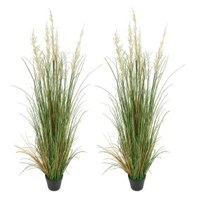 Artificial Grass Plant, 2 Pack 59 inch Faux Reed Flower Grass in Pot