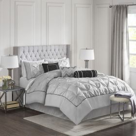 7 Piece Tufted Comforter Set Grey Full