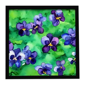 Wisconsin Wood Violets in Watercolor Framed Metal Print Bathroom, Kitchen, Office, Home Decor Wall Art Ready to Hang, Square, 8X8
