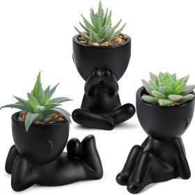 3pcs Fake Succulents Plants Artificial For Black Bathroom Bedroom Home Living Room Halloween Decor Aesthetic Indoor (Option: Black)